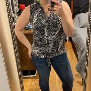 Cable & Gauge Button Down Sleeveless Top